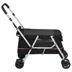 Cochecito para perros plegable tela lino negro 100x49x96 cm