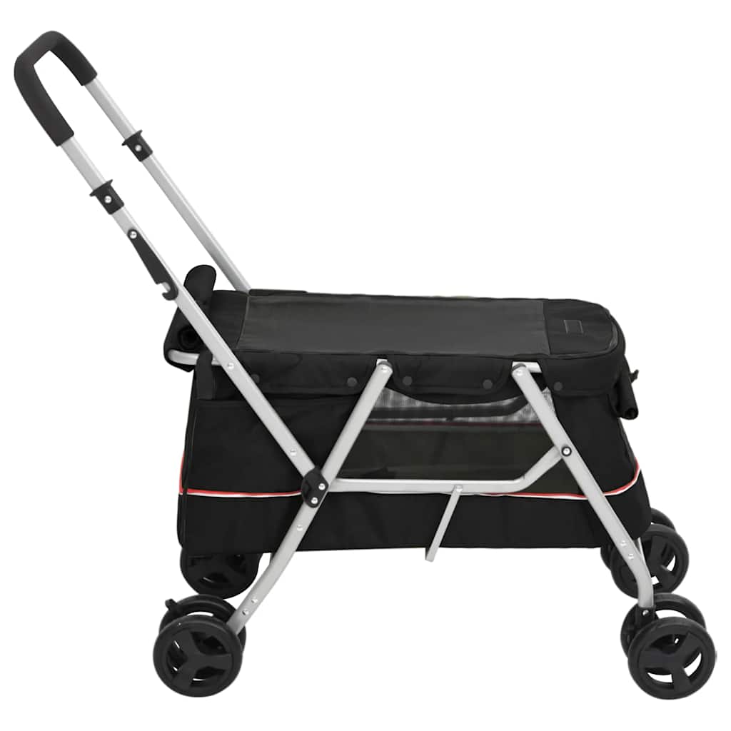 Cochecito para perros plegable tela lino negro 100x49x96 cm