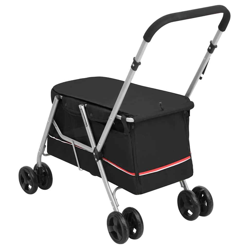 Cochecito para perros plegable tela lino negro 100x49x96 cm