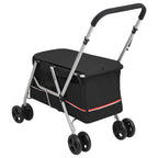 Cochecito para perros plegable tela lino negro 100x49x96 cm