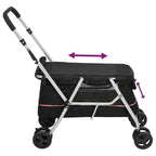 Cochecito para perros plegable tela lino negro 100x49x96 cm