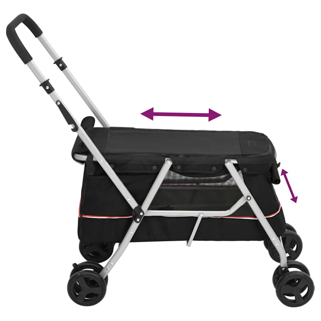 Cochecito para perros plegable tela lino negro 100x49x96 cm
