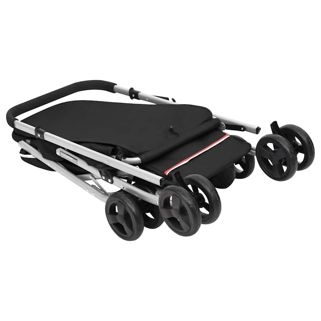 Cochecito para perros plegable tela lino negro 100x49x96 cm