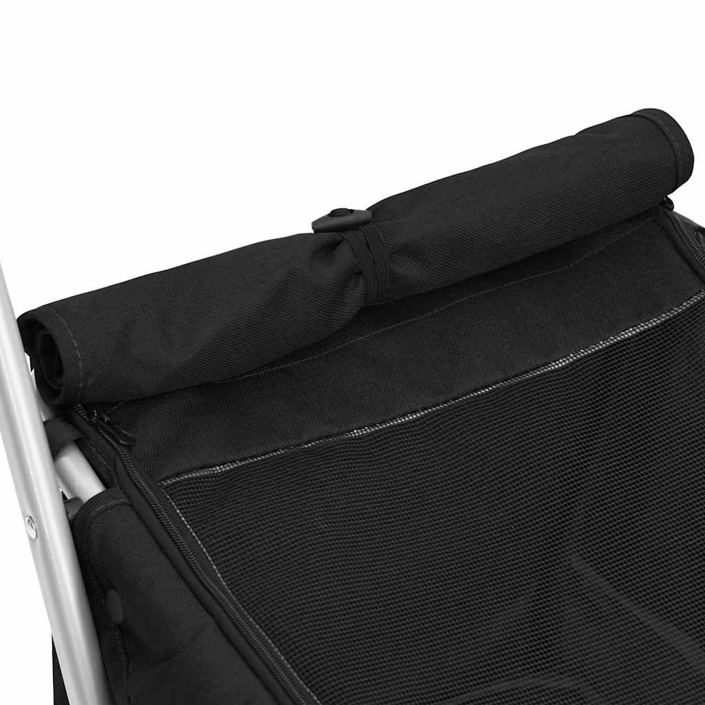 Cochecito para perros plegable tela lino negro 100x49x96 cm