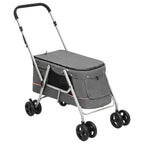 Cochecito para perros plegable tela lino gris 100x49x96 cm
