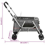 Cochecito para perros plegable tela lino gris 100x49x96 cm