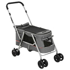 Cochecito para perros plegable tela lino gris 100x49x96 cm
