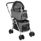 Cochecito doble de perros plegable tela oxford gris 83x48x97cm