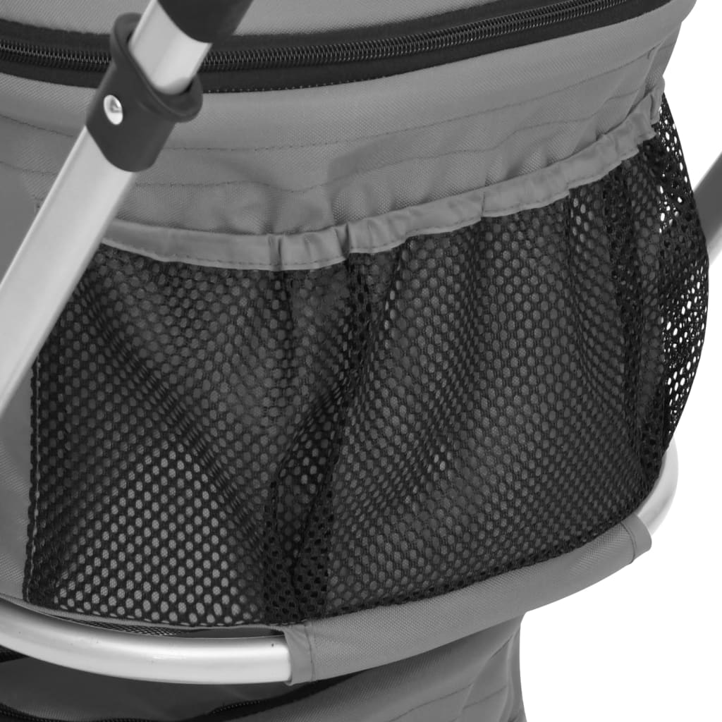 Cochecito doble de perros plegable tela oxford gris 83x48x97cm
