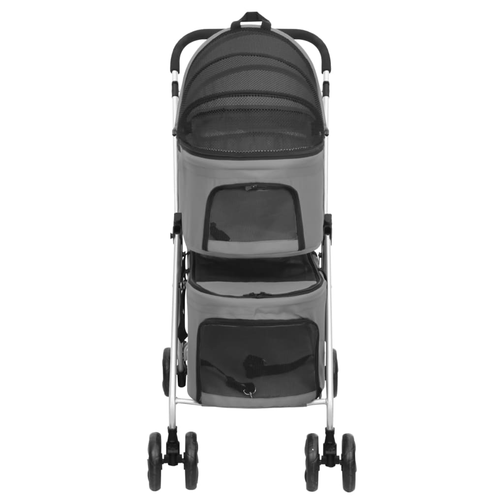 Cochecito doble de perros plegable tela oxford gris 83x48x97cm