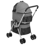 Cochecito doble de perros plegable tela oxford gris 83x48x97cm