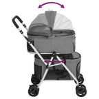 Cochecito doble de perros plegable tela oxford gris 83x48x97cm