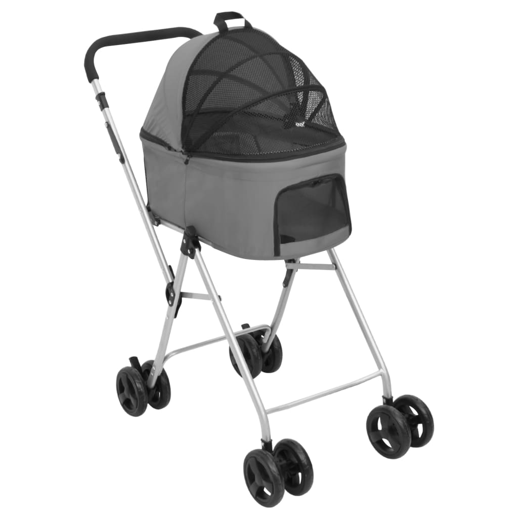 Cochecito doble de perros plegable tela oxford gris 83x48x97cm