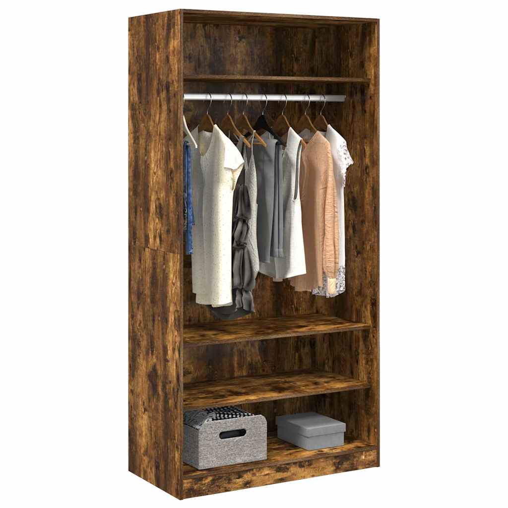 Armario madera contrachapada color roble ahumado 100x50x200 cm
