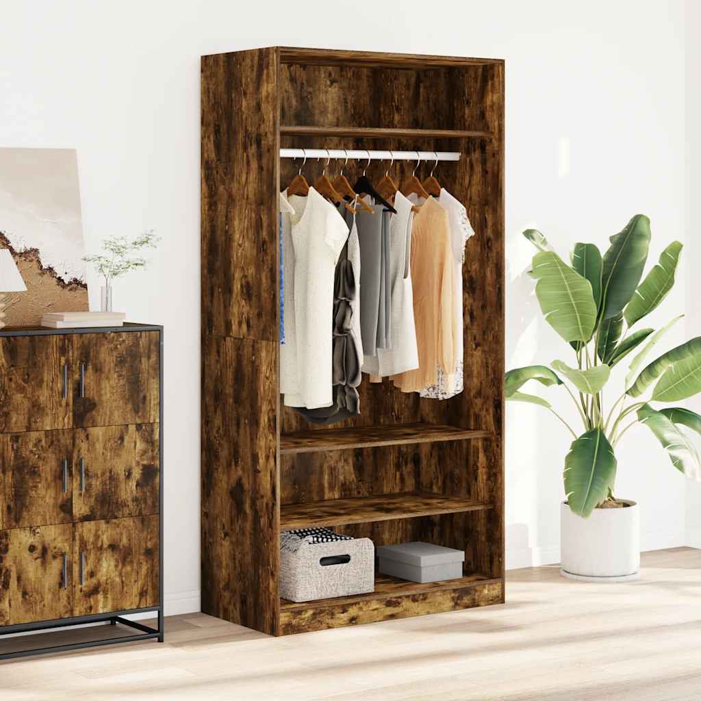 Armario madera contrachapada color roble ahumado 100x50x200 cm