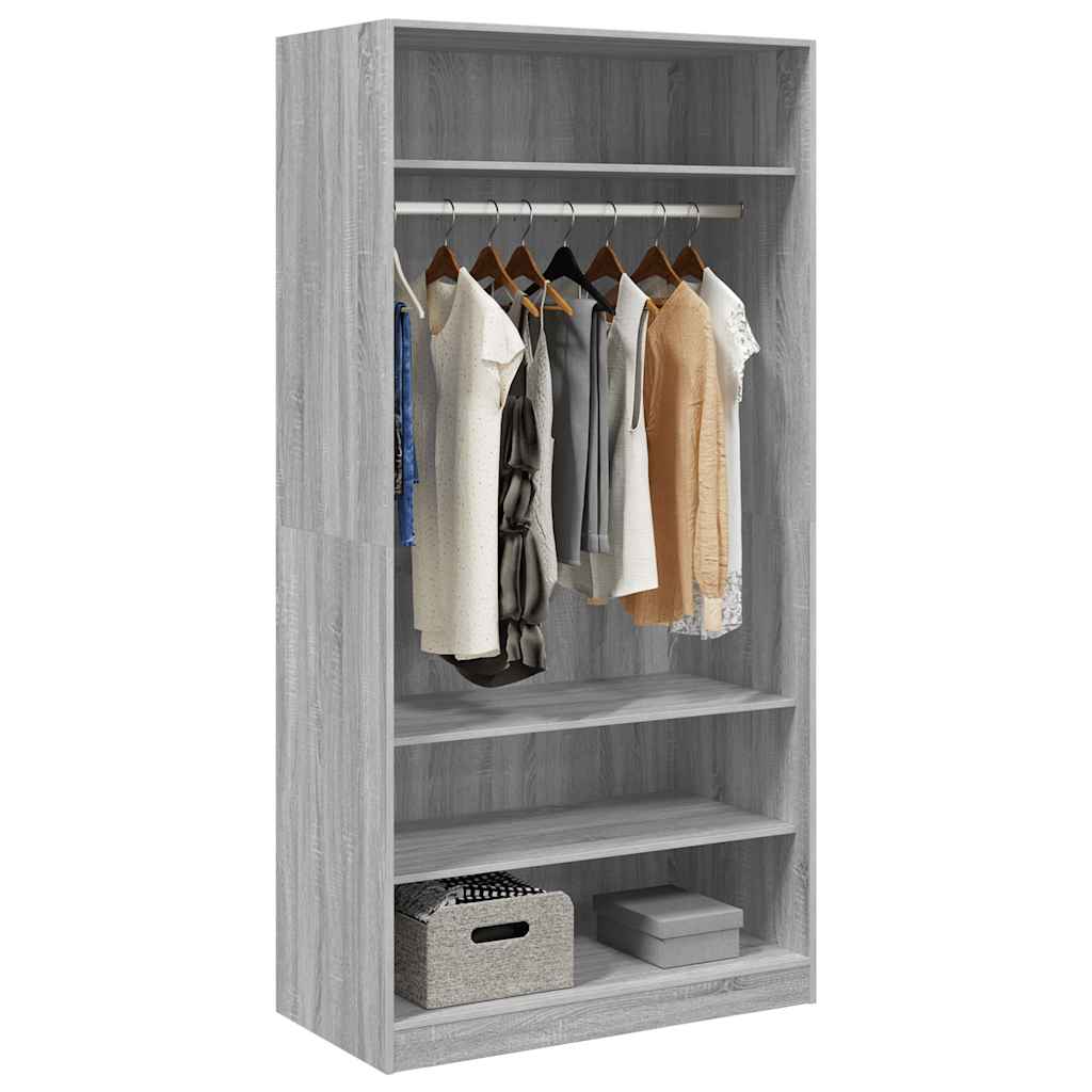 Armario de madera contrachapada gris Sonoma 100x50x200 cm