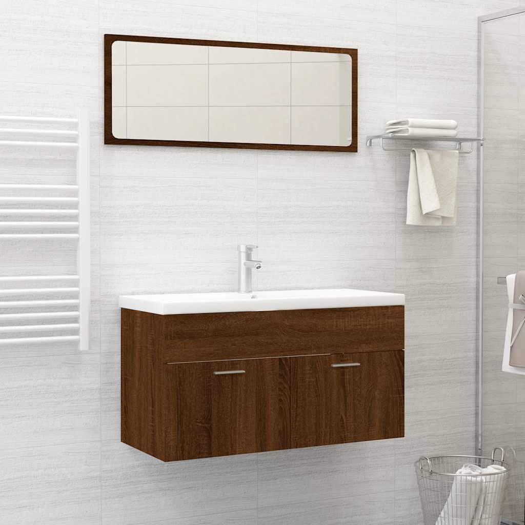 Juego de muebles de baño 3 pzas madera contrachapada blanco