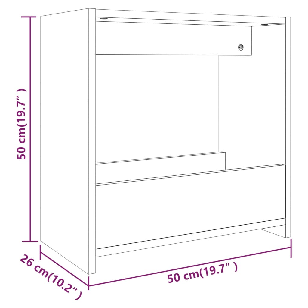 Mesa auxiliar madera contrachapada roble ahumado 50x26x50 cm