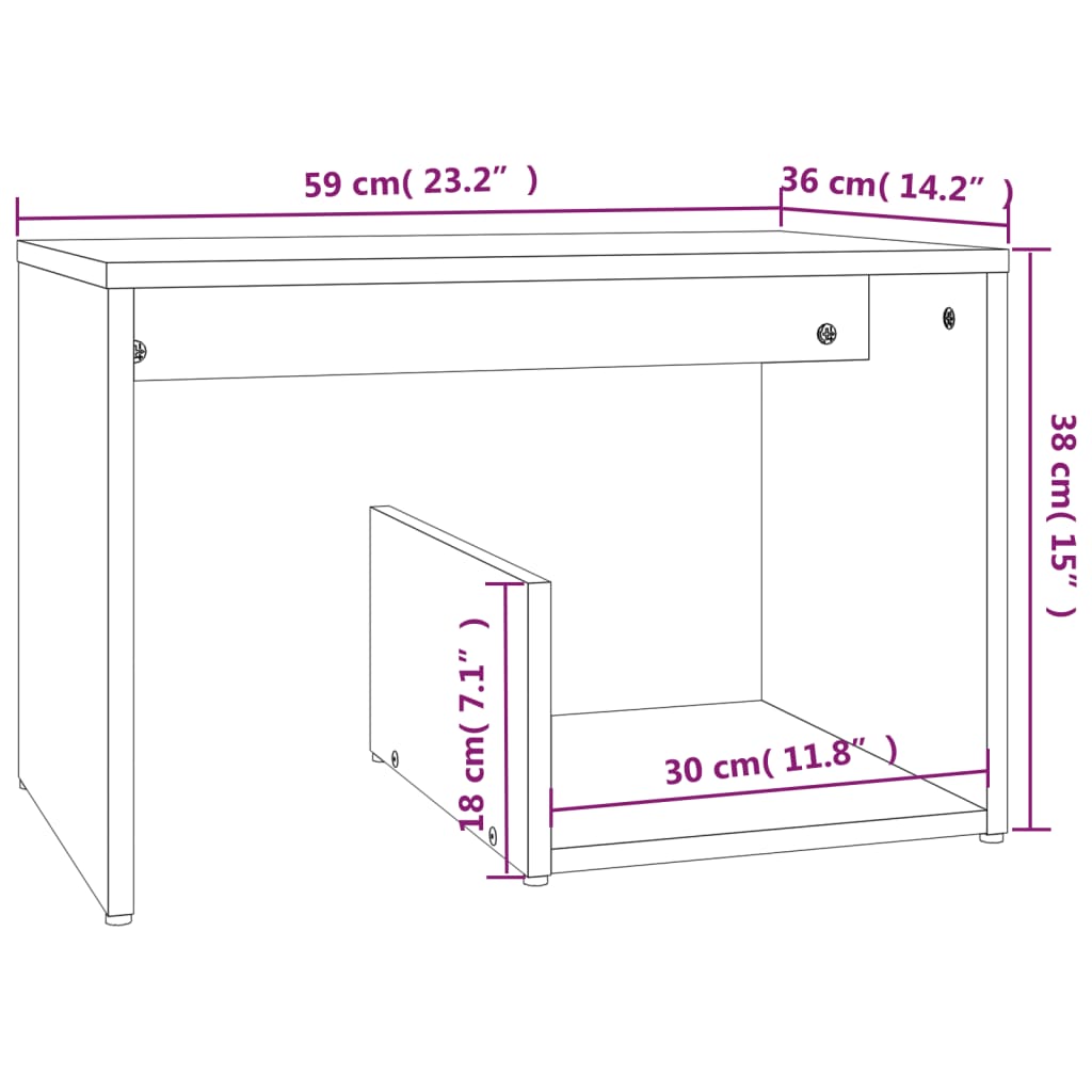 Mesa auxiliar madera contrachapada roble ahumado 59x36x38 cm