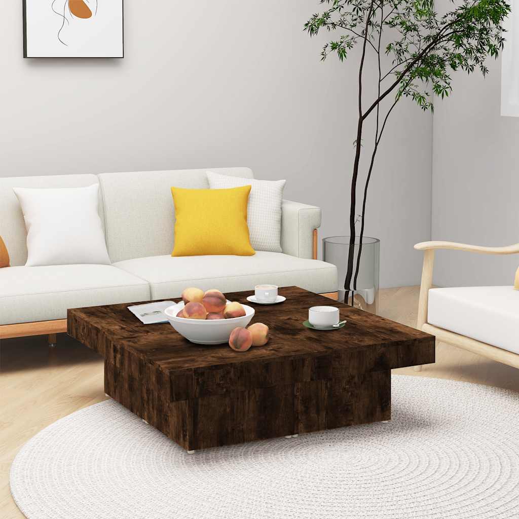 Mesa de centro de madera maciza de acacia y hierro 35x35x30 cm