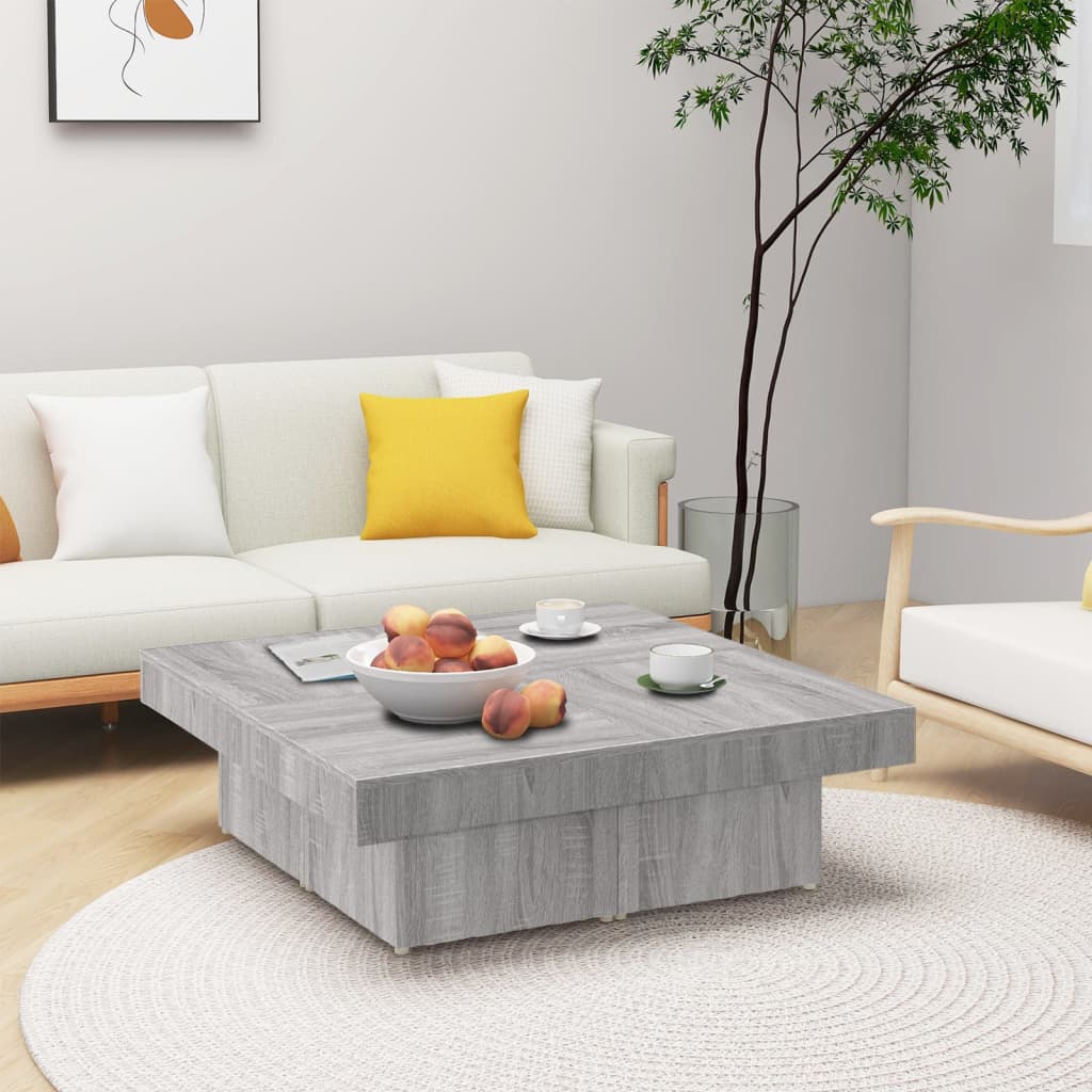 Mesa de centro de madera maciza de acacia y hierro 35x35x30 cm
