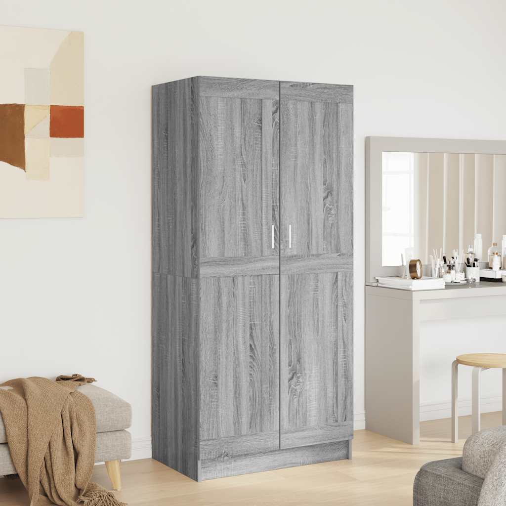 Armario de madera contrachapada gris Sonoma 82,5x51,5x180 cm