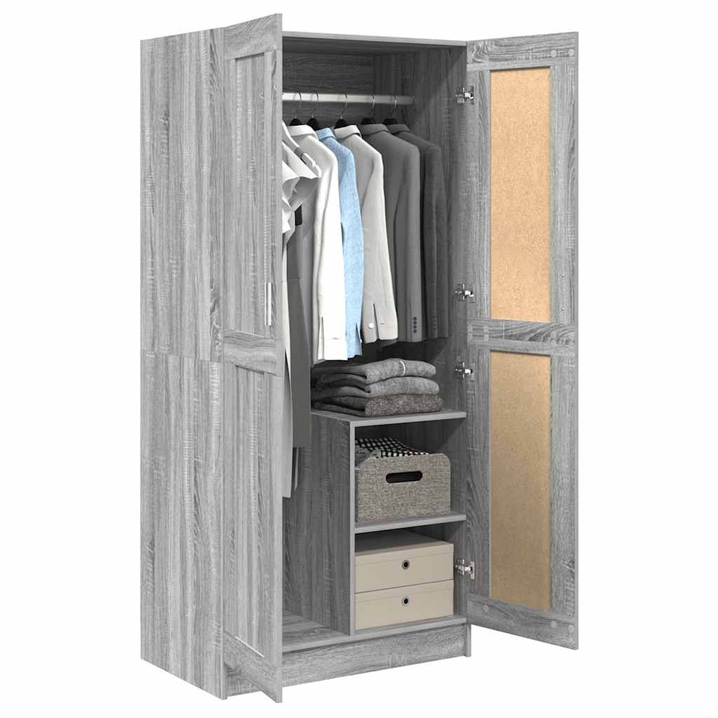 Armario de madera contrachapada gris Sonoma 82,5x51,5x180 cm