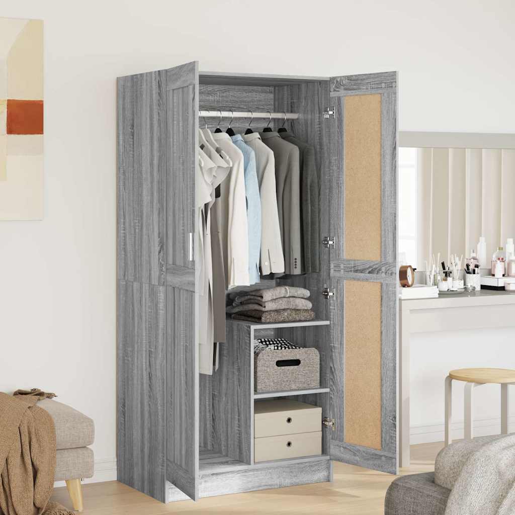Armario de madera contrachapada gris Sonoma 82,5x51,5x180 cm