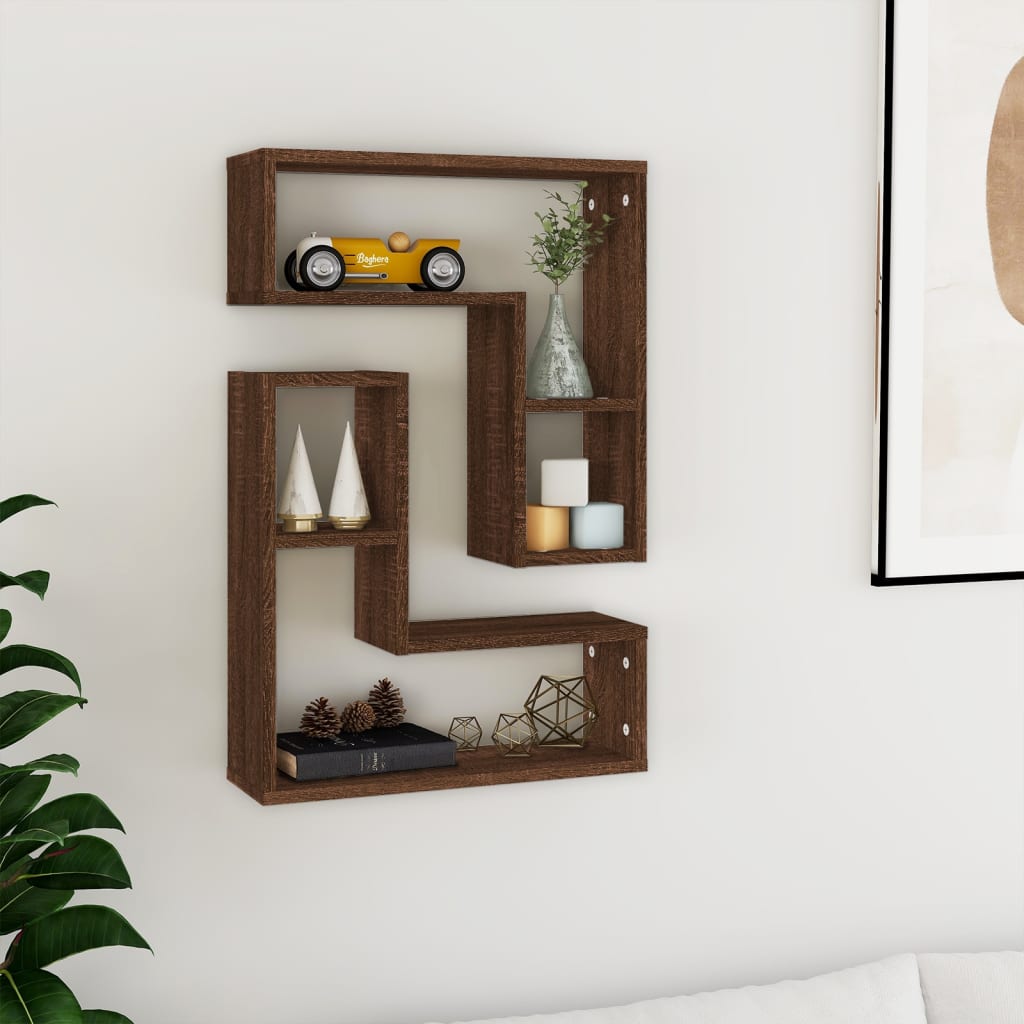 Estante pared 2 uds madera contrachapada gris Sonoma 50x15x50cm