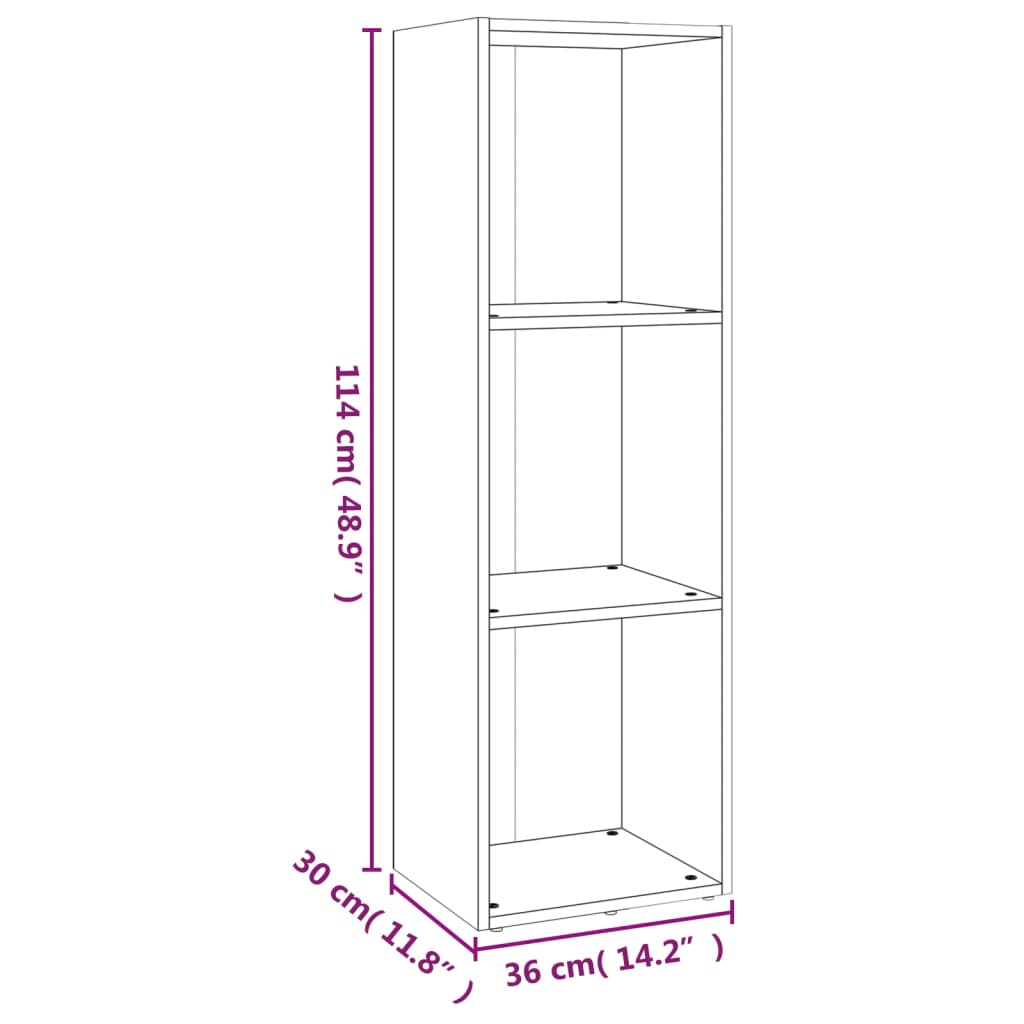 Estantería/mueble de TV contrachapada gris Sonoma 36x30x114 cm