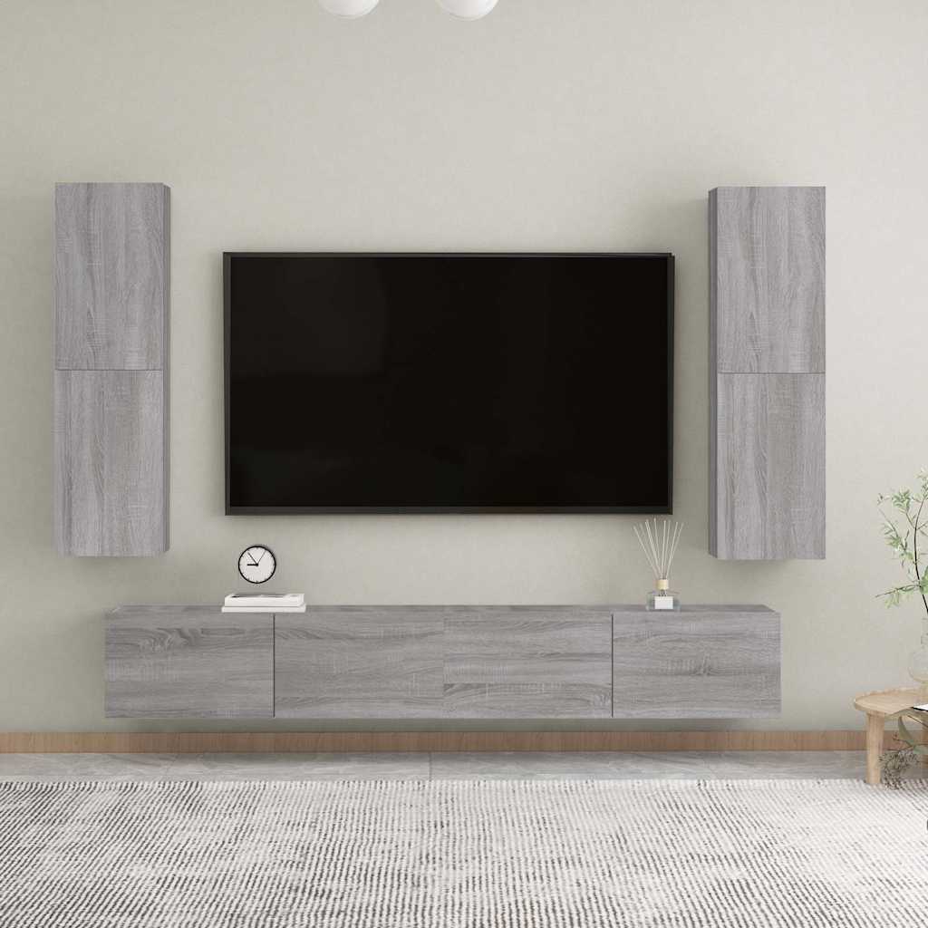 Mueble para TV de pared color roble ahumado 30,5x30x110 cm