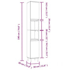 Armario de baño madera contrachapada blanco 30x30x190 cm