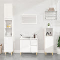 Armario de baño madera contrachapada blanco 30x30x190 cm