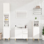 Armario de baño madera contrachapada blanco 30x30x190 cm
