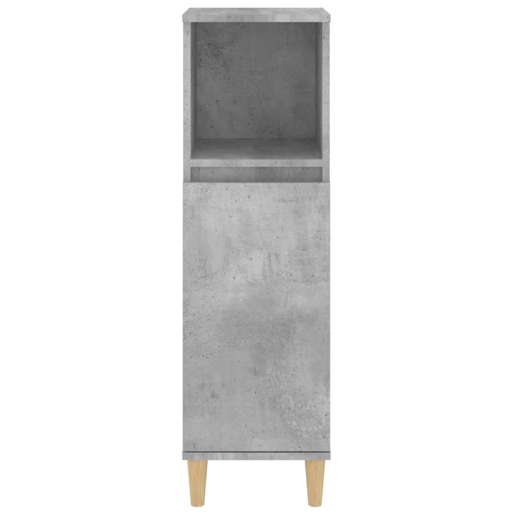 Armario de baño madera contrachapada gris hormigón 30x30x100 cm
