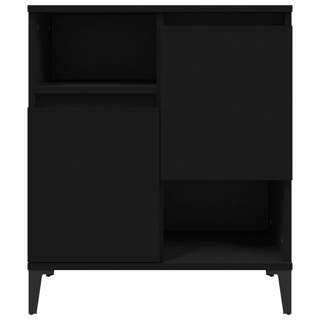 Aparador de madera contrachapada negro 60x35x70 cm