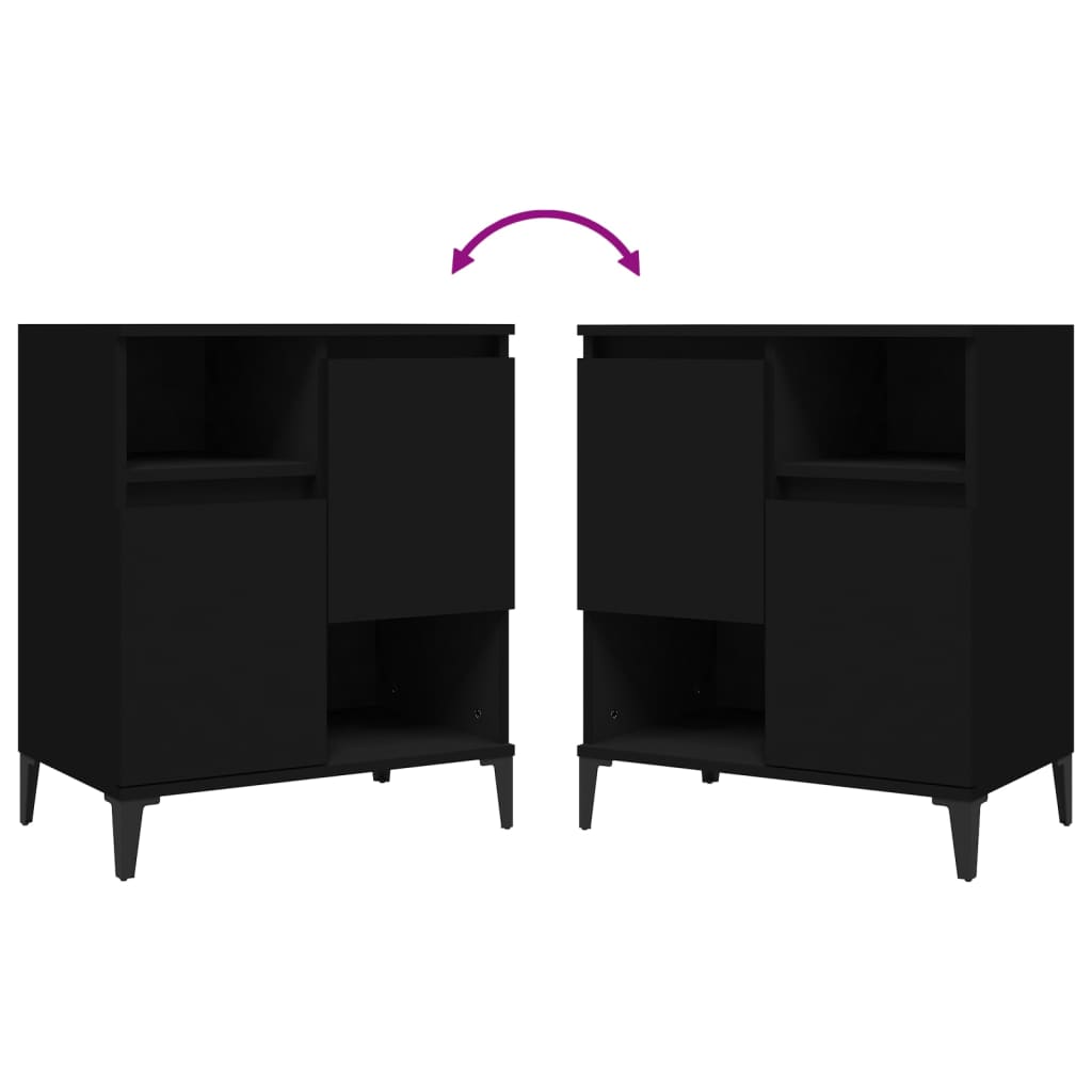Aparador de madera contrachapada negro 60x35x70 cm