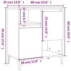 Aparador de madera contrachapada negro 60x35x70 cm