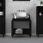 Armario para lavabo madera contrachapada negro 58x33x60 cm
