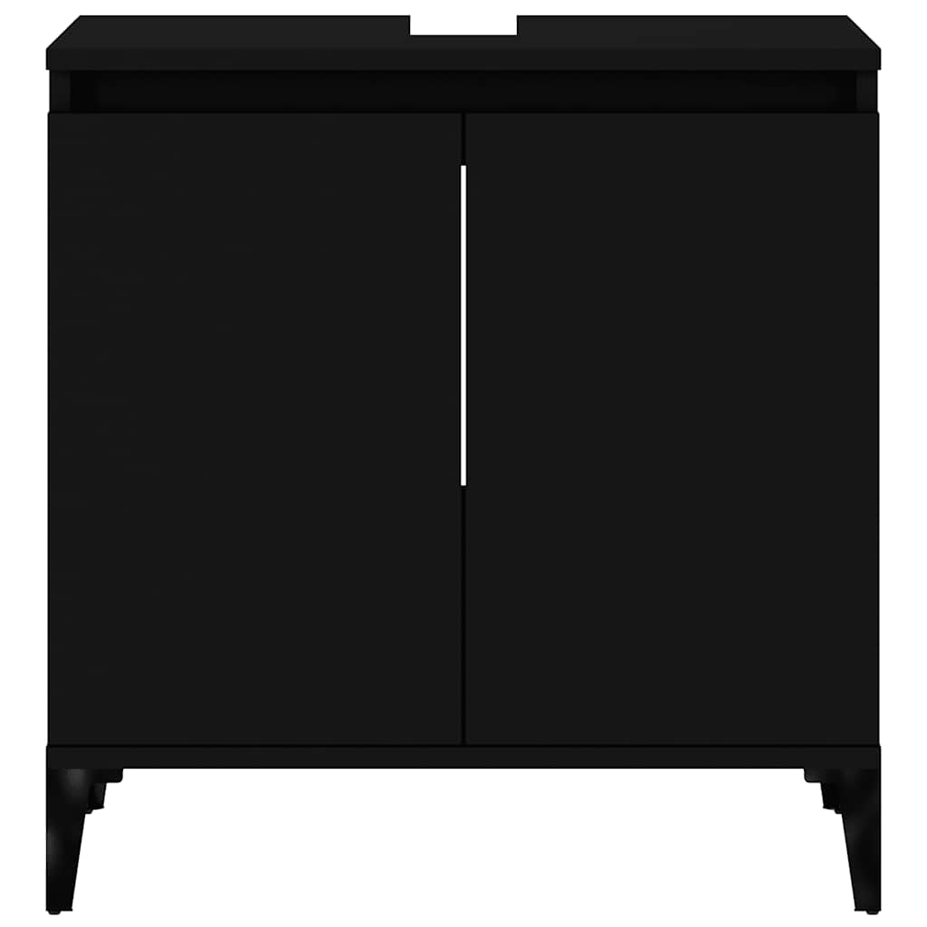 Armario para lavabo madera contrachapada negro 58x33x60 cm