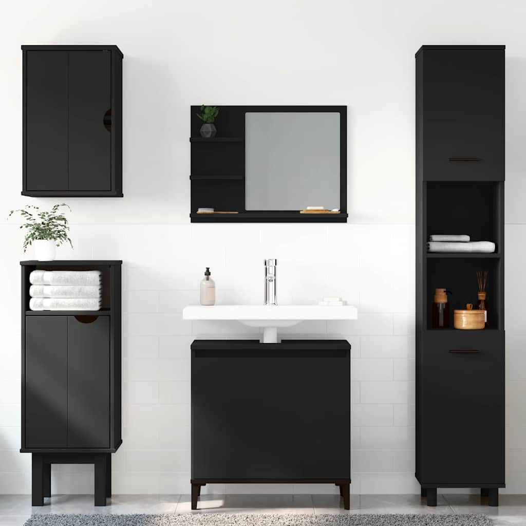 Armario para lavabo madera contrachapada negro 58x33x60 cm