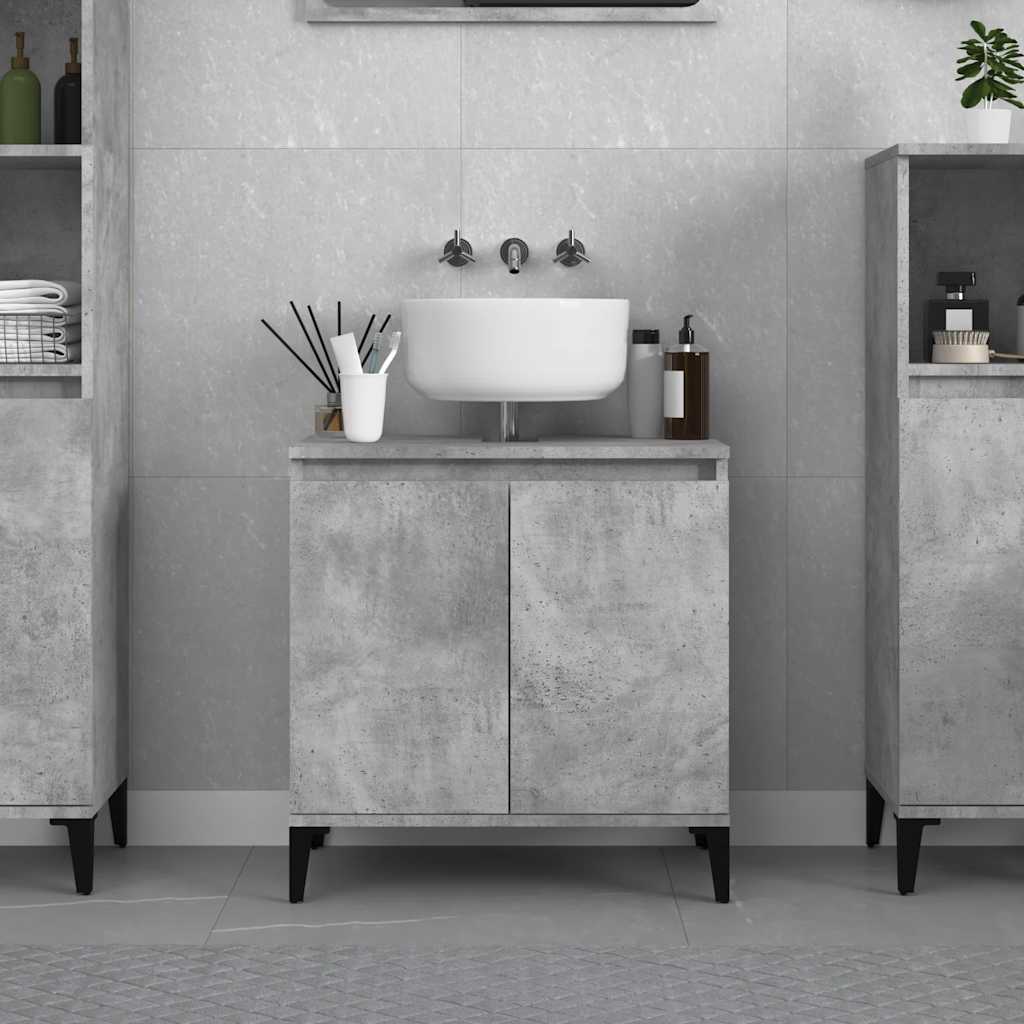Armario de lavabo madera contrachapada blanco brillo 80x33x60cm
