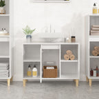 Armario de lavabo madera contrachapada blanco brillo 80x33x60cm