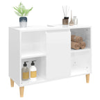 Armario de lavabo madera contrachapada blanco brillo 80x33x60cm