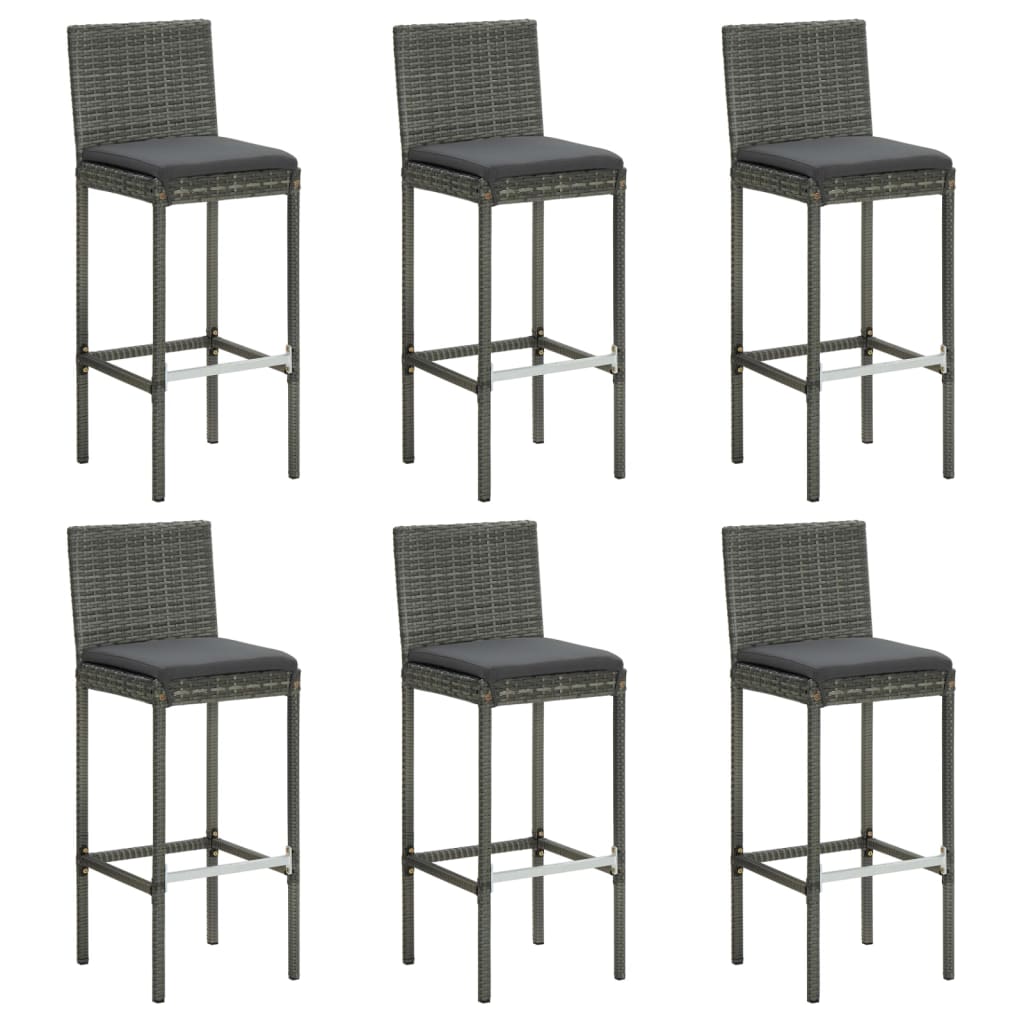 Taburetes altos 2 uds madera de acacia y ratán sintético gris