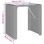 Mesa alta bar con superficie vidrio ratán PE gris 105x80x110 cm