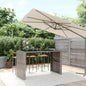 High bar table with glass top grey PE rattan 105x80x110 cm