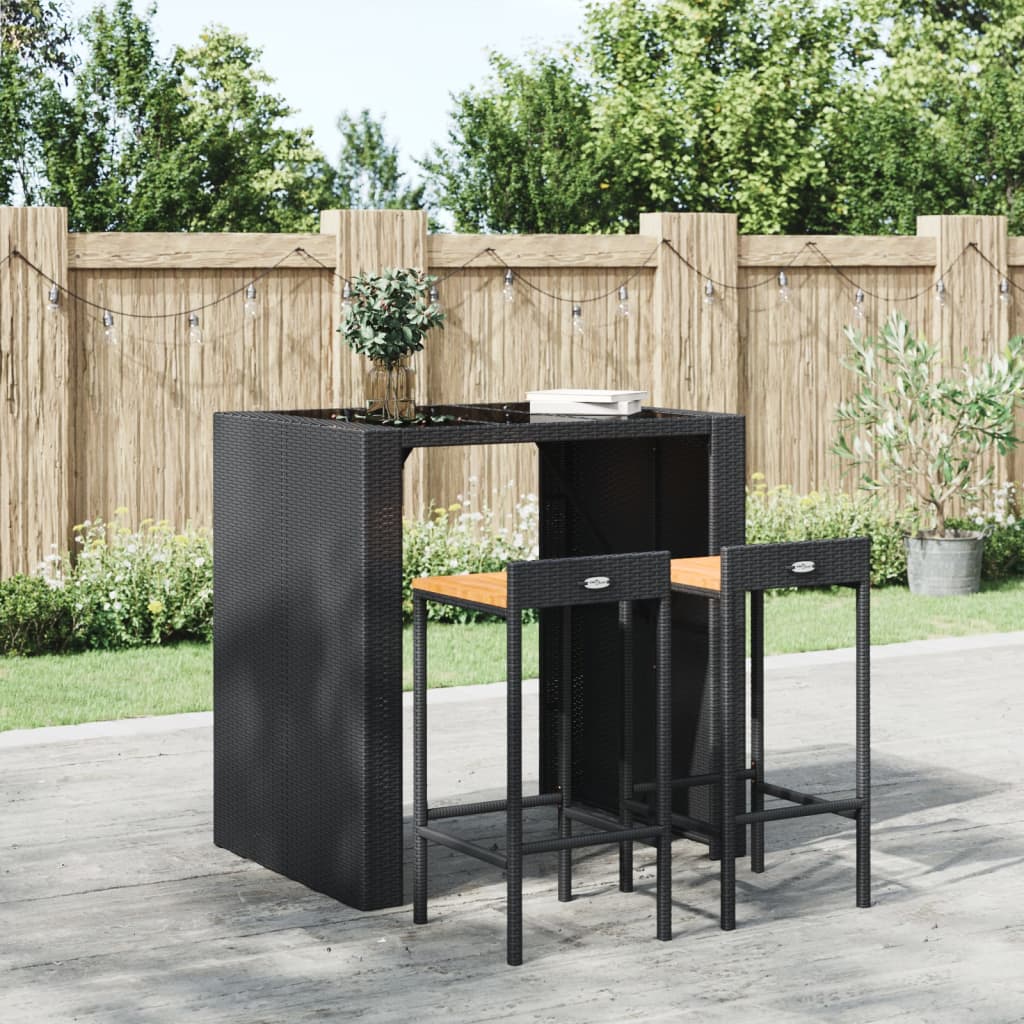 Taburetes altos 2 uds madera de acacia y ratán sintético gris
