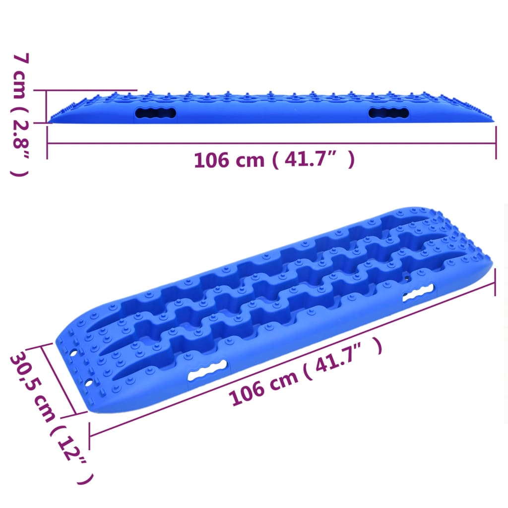 Tablas de tracción 2 unidades nailon azul 106x30,5x7 cm