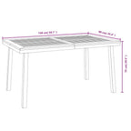 Solid acacia wood garden table 150x90x75 cm